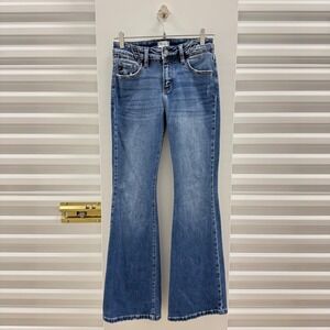 KanCan Womens Mid Rise Flare Distressed Blue Stretch Jeans KC2573D Size 7/27